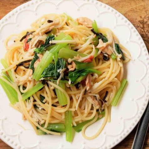 梅と塩昆布のパスタ