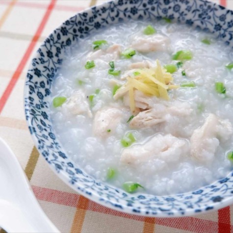 鶏と菜っ葉の生姜粥