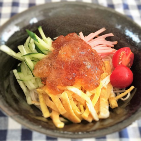 めんつゆゼリーの冷やしそうめん