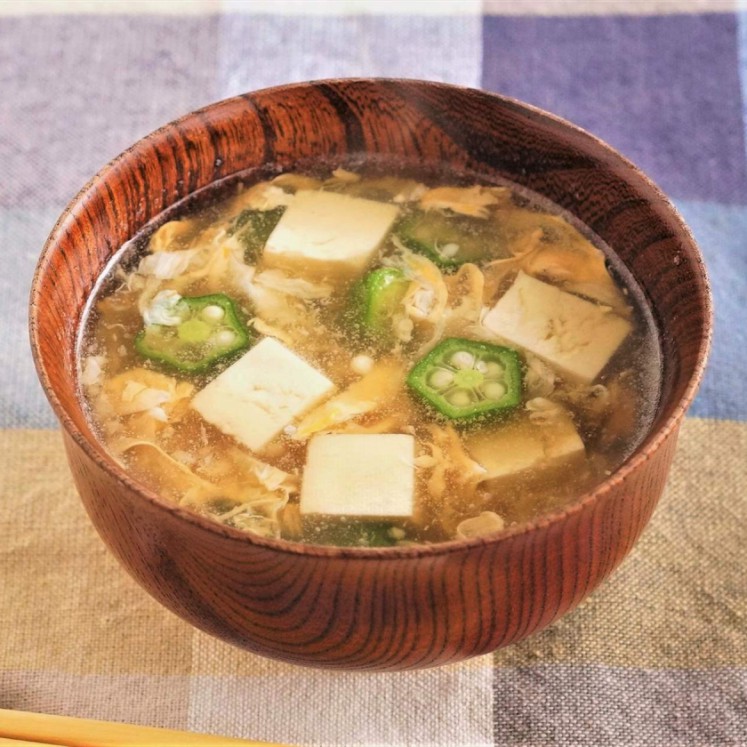 オクラと豆腐のかき玉スープ