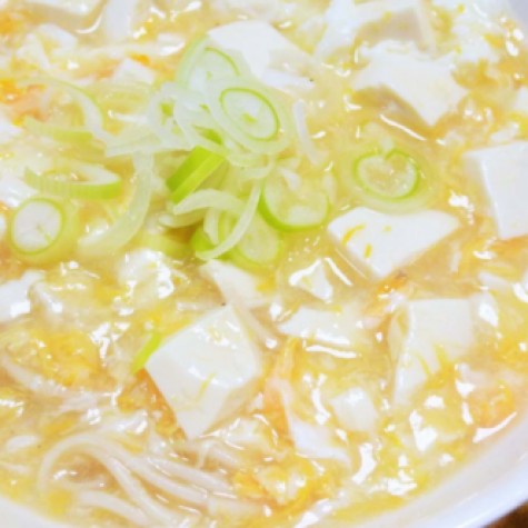 かき卵と豆腐の塩そうめん