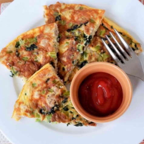 ひき肉と小松菜のオムレツ